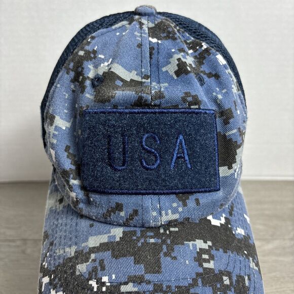 Blue American Flag Patch Adult Digital Camo Baseball Hat Cap Pit Bull Removable - Picture 10 of 10